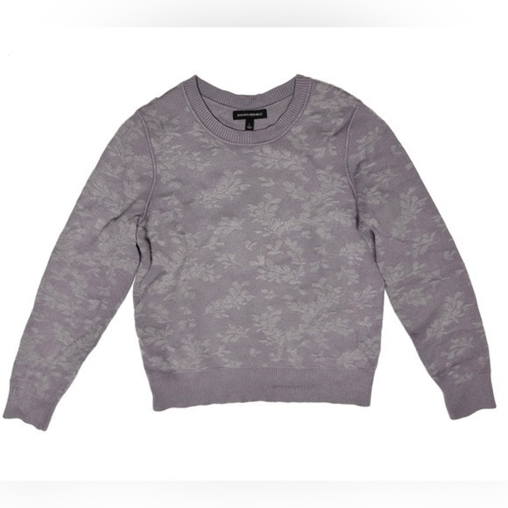 READ- Merino wool alpaca knit sweater floral M/L Banana Republic Purple/Gray